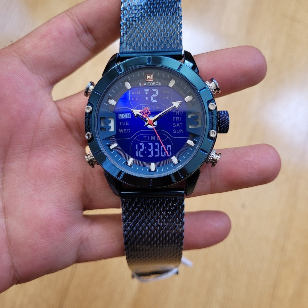 Naviforce Dual Display Chronograph Watch in Stainless Steel For Men - Picture 8 of 11